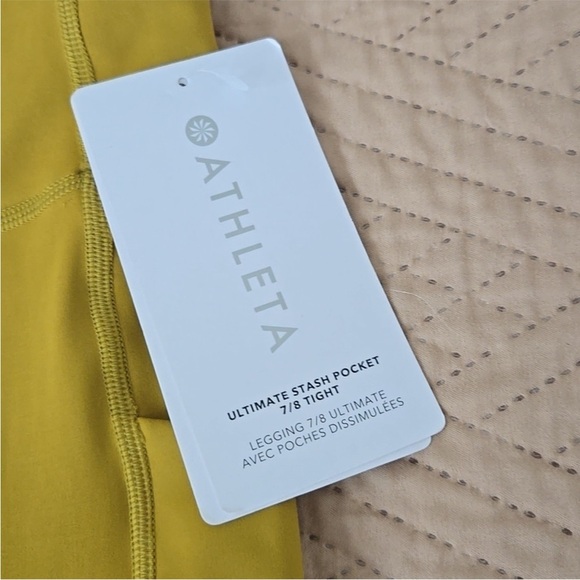 NWT Athleta ultimate stash 7/8 pocket leggings mustard yellow gold xs - Picture 3 of 7